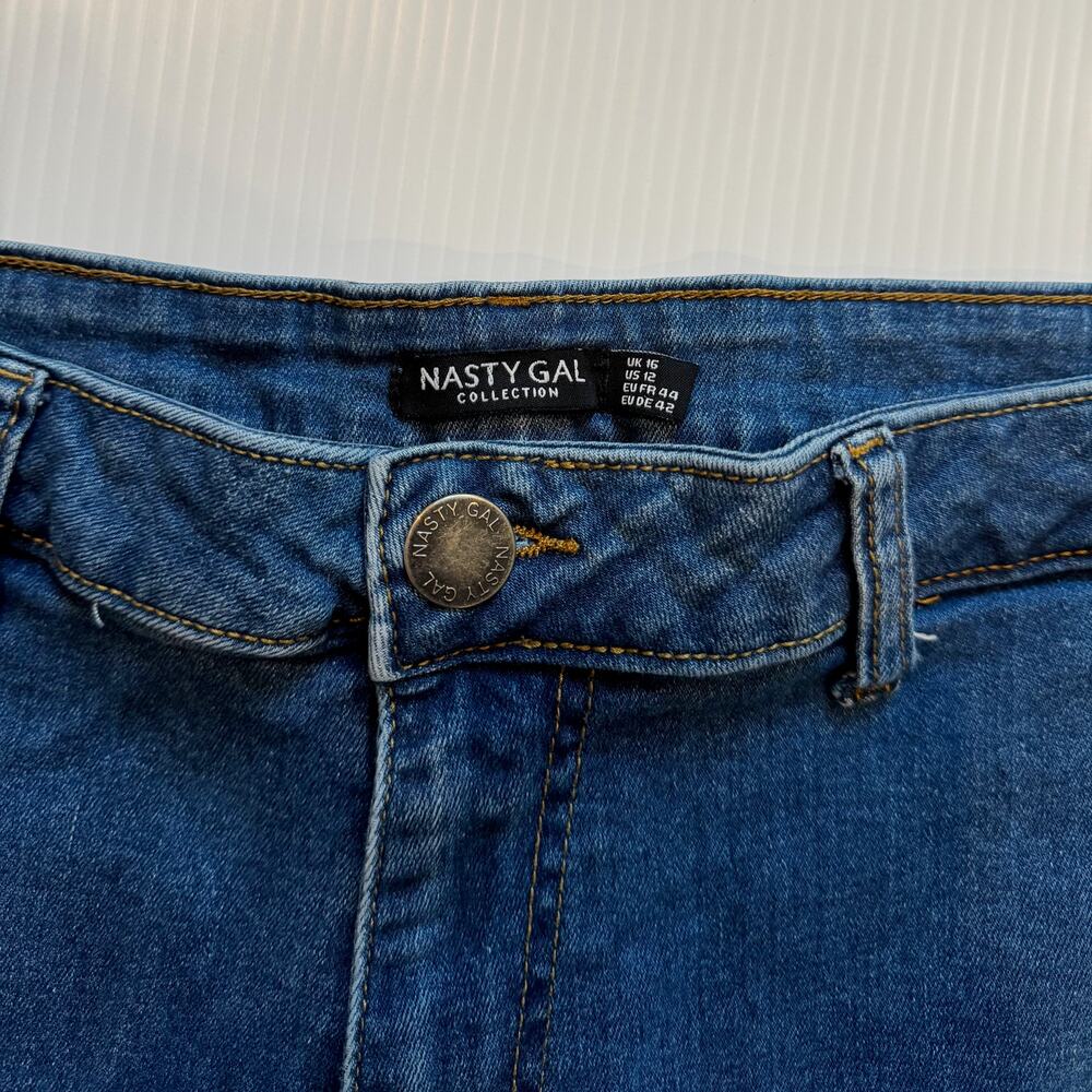 Nasty Gal Star Print Flare Jeans Women’s US 12 USA Y2K Americana Western 29x32 - Picture 8 of 16